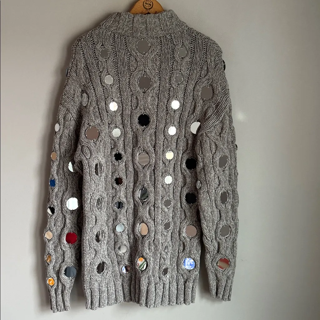 STAUD Beehive Cotton Cable-Knit Sweater Small - Image 3