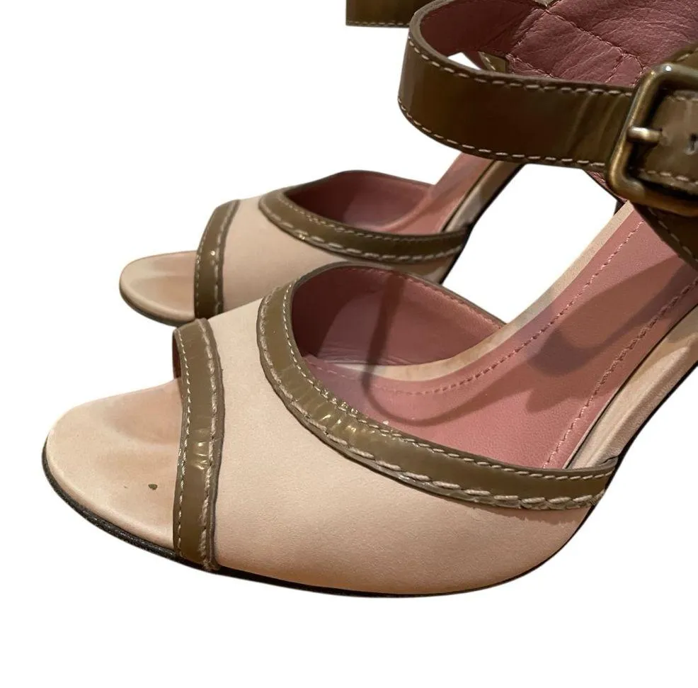Derek Lam Two-Tone Peep Toe Block Heel Sandals Beige Brown Women’s Size 9 - Image 2