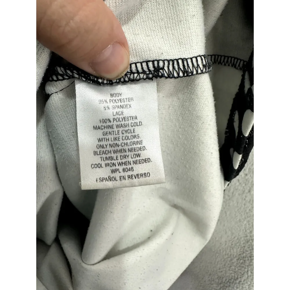 Maison jules Dress Womens Large Black Geometric Short Sleeve‎ Lace Fit Flare - Image 8