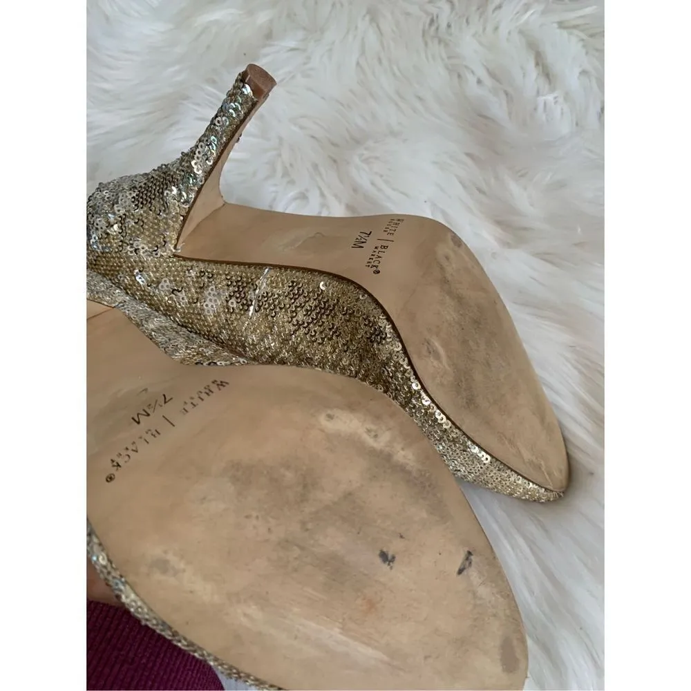 White House black market sparkly heels size 7.5 gold - Image 3