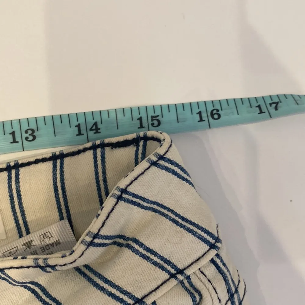 Judy Blue Los Angeles Super Flared Striped Denim Jeans Raw Hem EUC Sz 14 Cotton - Image 9