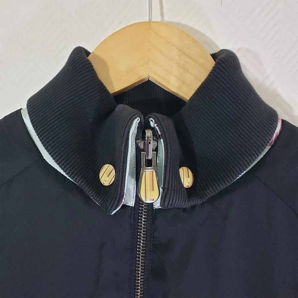 BURTON Medium Black and Gray Floral Reversible Full Zip Snap Collar Jacket - Image 5