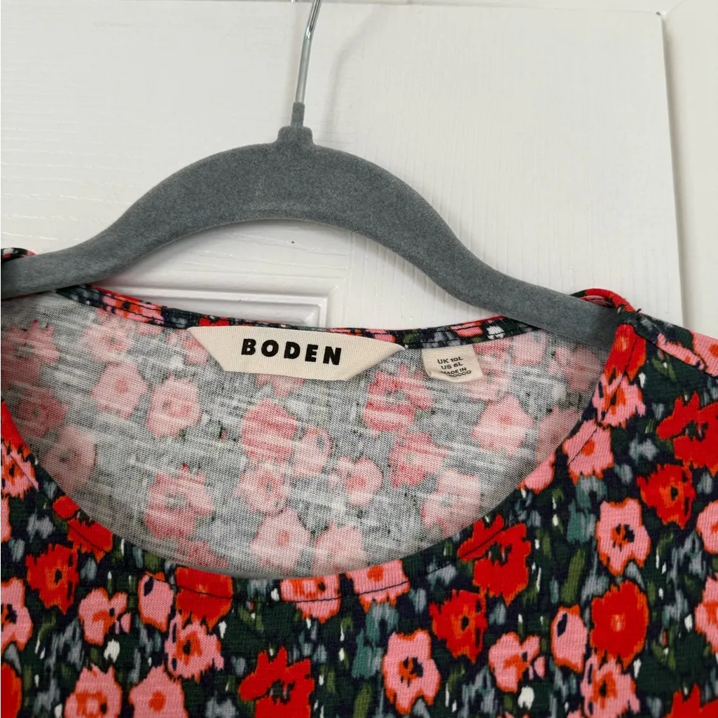 Boden Floral Bodycon Dress Midi Spring Summer Gardenia Pink Size 6 - Image 5