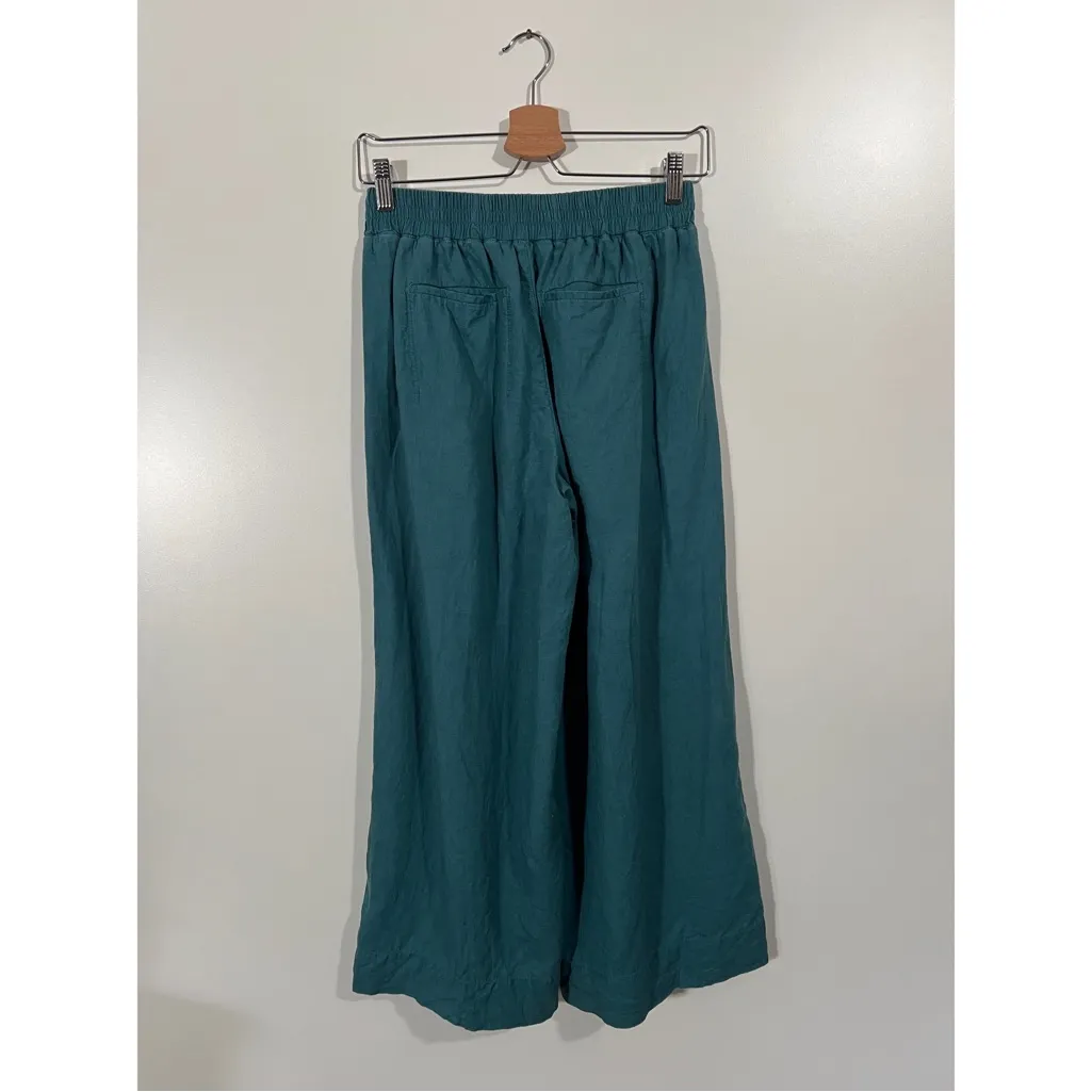 Athleta Playa Linen Wide Leg Crop Pants in Turquoise Size 2 - Image 4