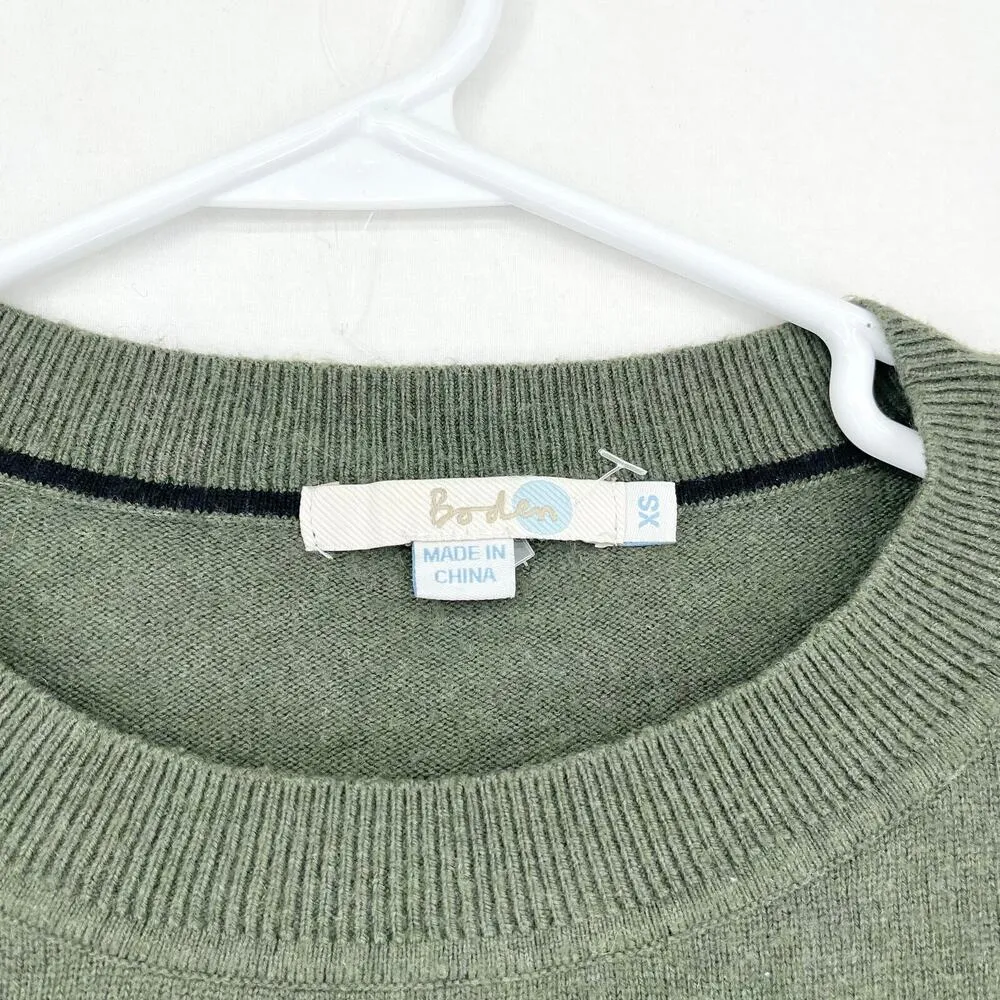 BODEN Sweater Women Size XS Green Side Button Long Sleeve Crewneck Tight Knit - Image 2