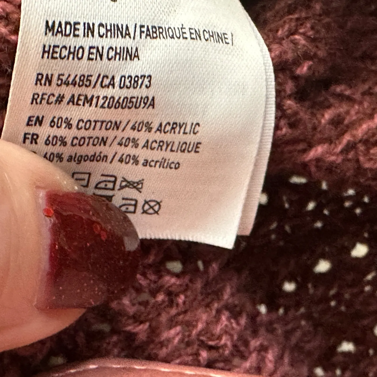 American Eagle Cardigan Burgundy Knit Button Front Long Sleeve Women Small Red - Image 8