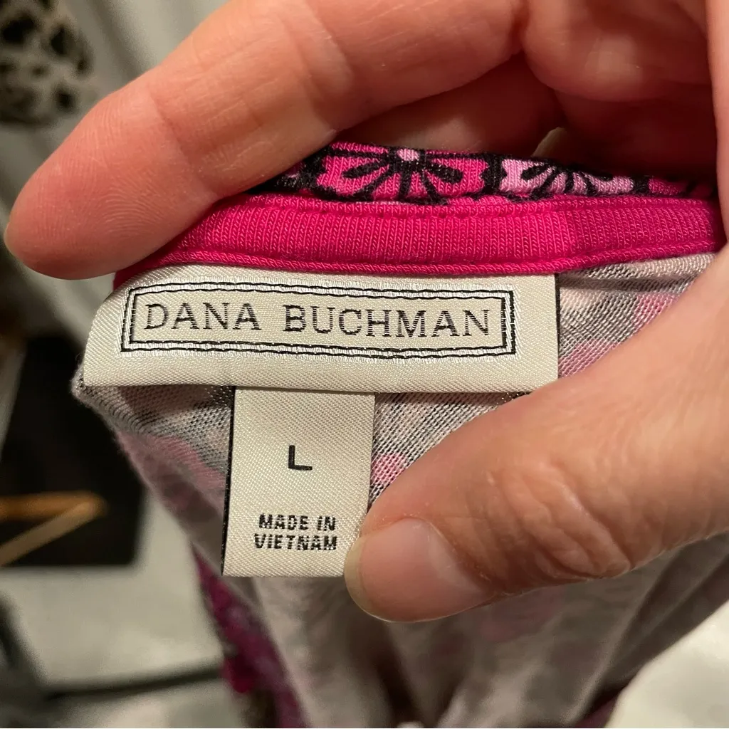 Cute pink flower power stretchy flowy jersey knit scoop neck too Dana Buchman - Image 6