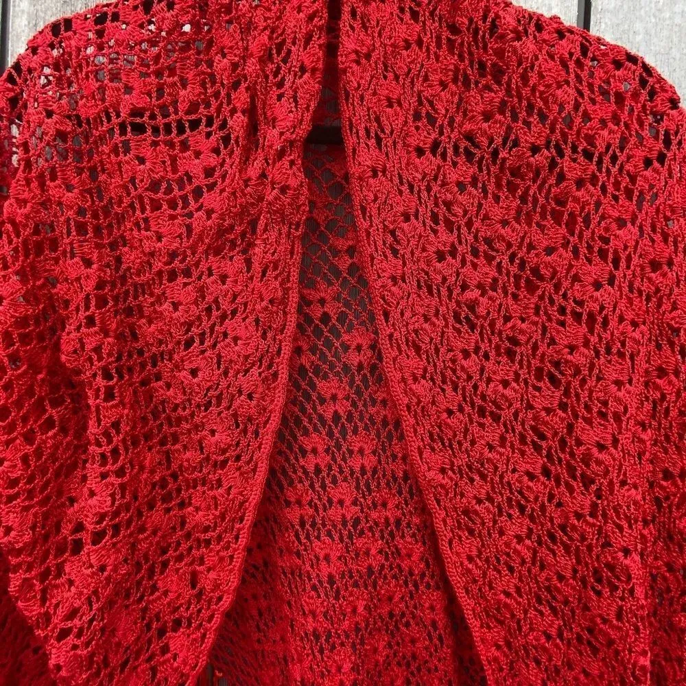 Crocheted Cape‎ Wrap Red Size undefined - Image 2