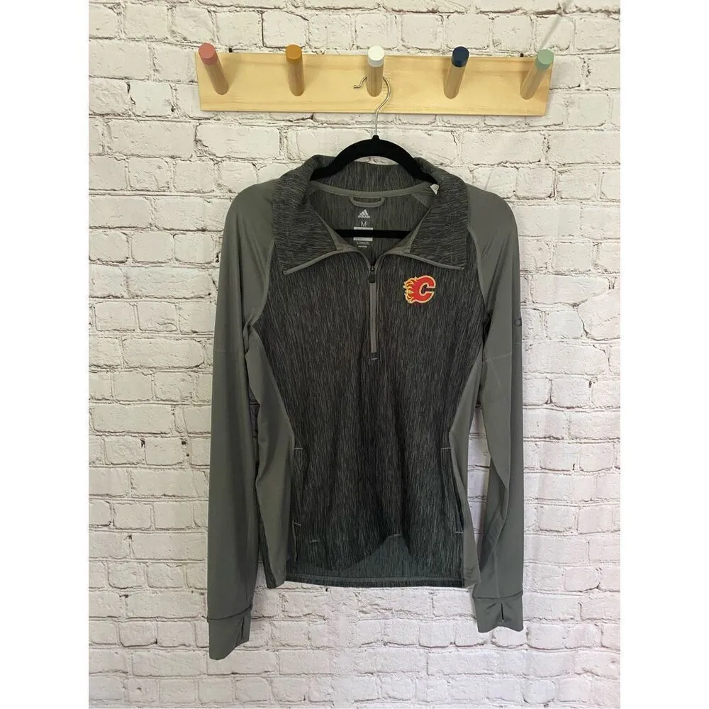 Calgary Flames Adidas quarter zip athletic shirt - Image 2