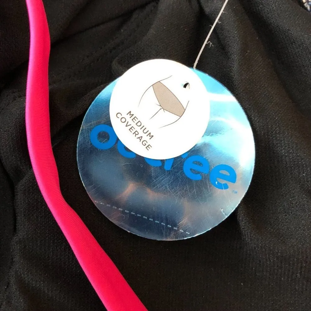 Decree One Piece Swimsuit Medium Coverage Removable Cups Floral Black Pink 3X - Image 5