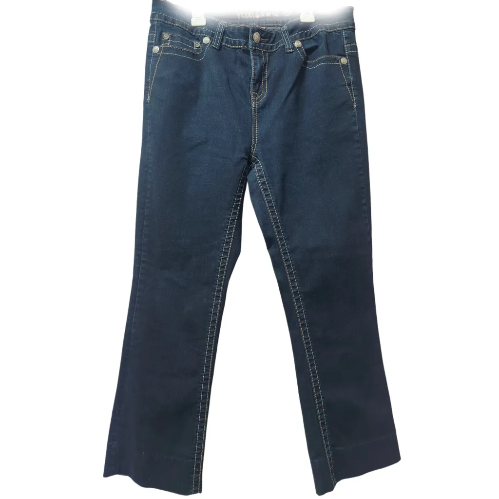 Rebel & Soul Bootcut Jeans Women’s 12 Embroidered Rhinestone Fleur - Image 2