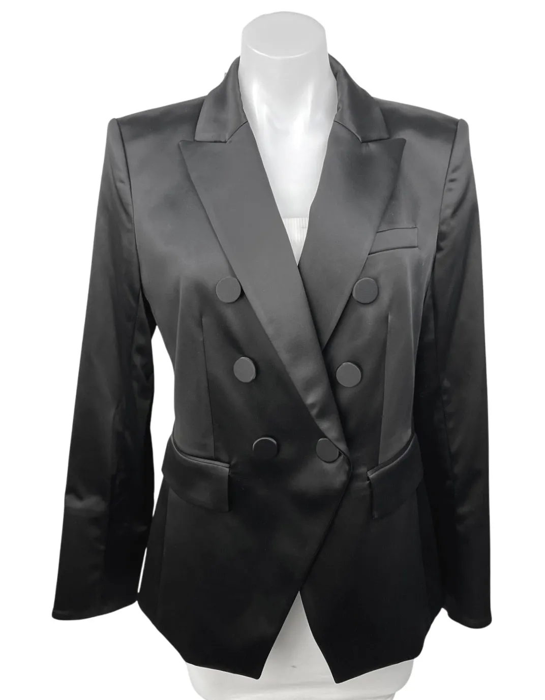 NEW Veronica Beard Miller Dickey Black Satin Double Breasted Blazer Jacket Sz 8 - Image 1