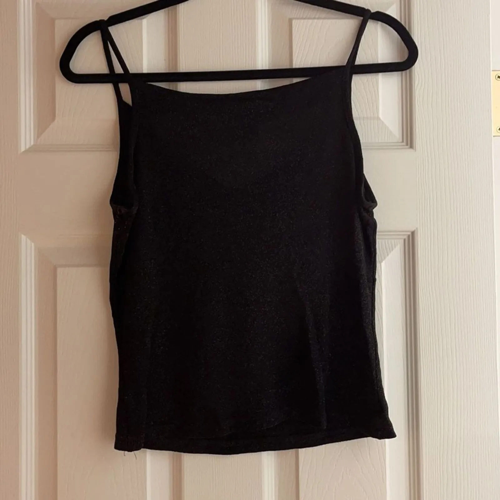 Express Tricot 90s Y2K Vintage Metallic Black Cowl Neck Cami Tank Top M - Image 3