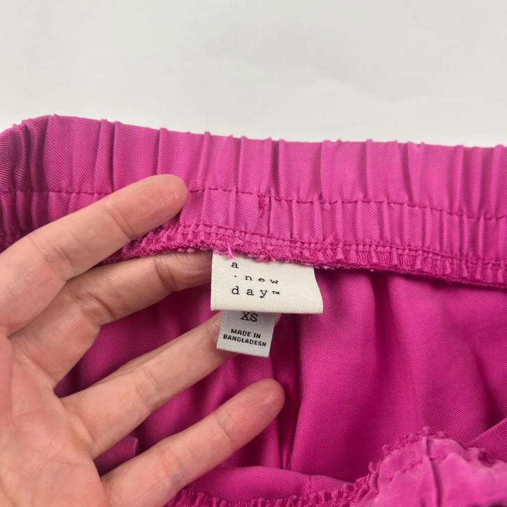 A New Day Bright Pink Drapey Wide Leg Cargo Pant XS - Image 4