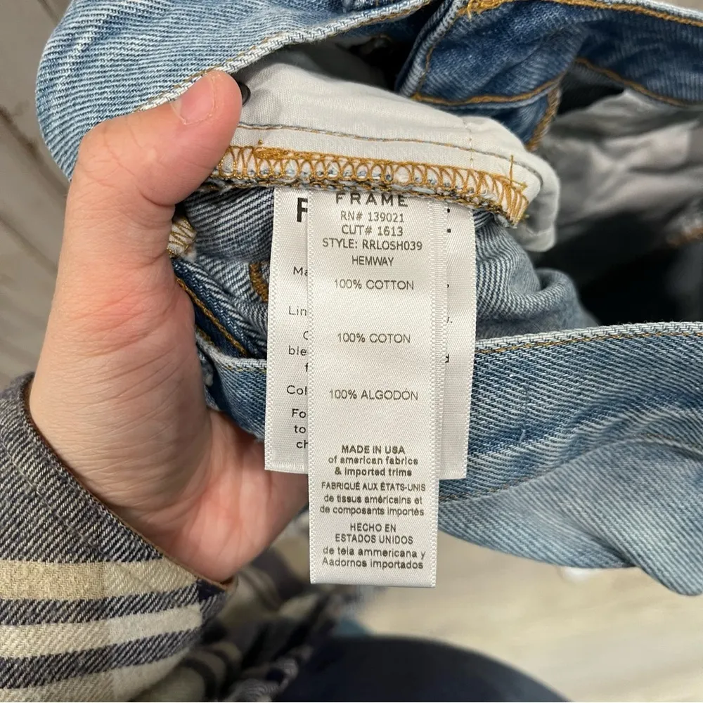 Frame Denim Le Original Short Rigid Re-Release Distressed Button Fly Size 25 - Image 7