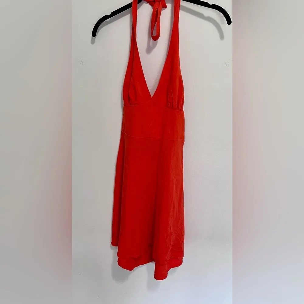Cute Halter Top, Tie Neck, Deep Orange Dress. Women’s Size XS. Like New! - Image 3