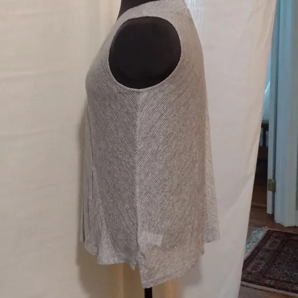 Sigrid Olsen 100% Linen Blue White Stripe Sleeveless Swing Tank Top Size Medium - Image 6