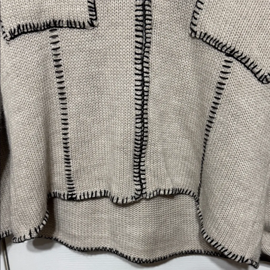 BDG Cream and Black Hooded Cardigan - Image 4