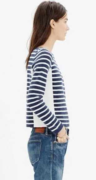 Shoulder Zip Striped Sweater - Image 2