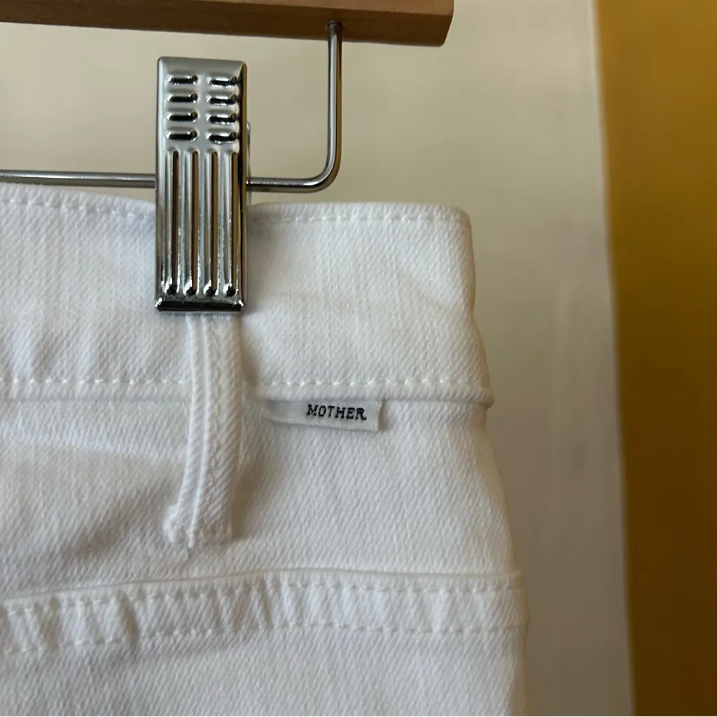 MOTHER The Hustler Ankle Fray Jeans Flare Raw Hem White NWT $228 Size 30 (US 10) - Image 7