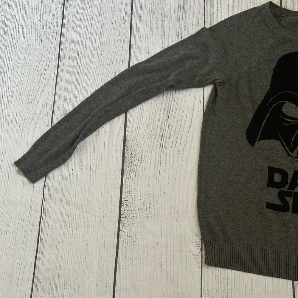 Star Wars sweater women’s small grey gray Darth Vader crew neck - Image 2