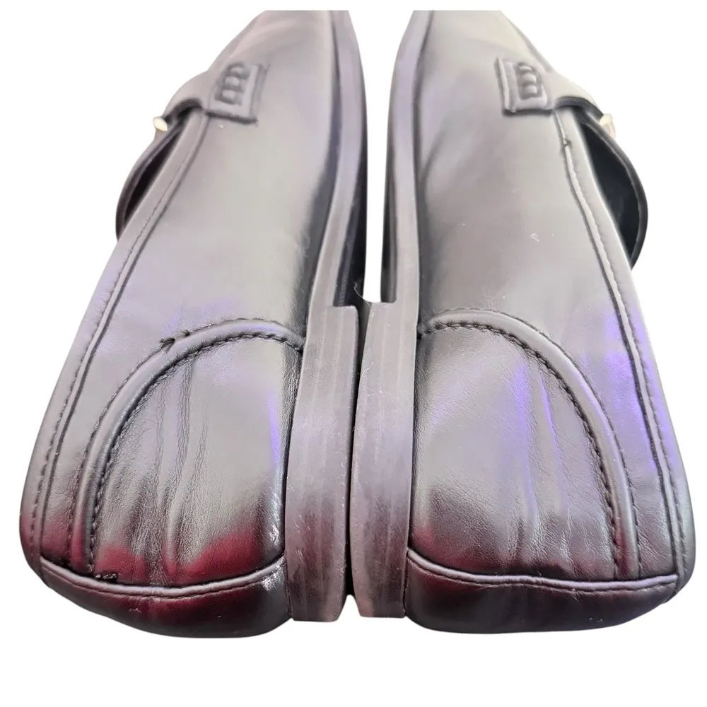 A New Day Gold Chainlink Faux Leather Womens Loafers Size 8 Black Slip On Preppy - Image 5