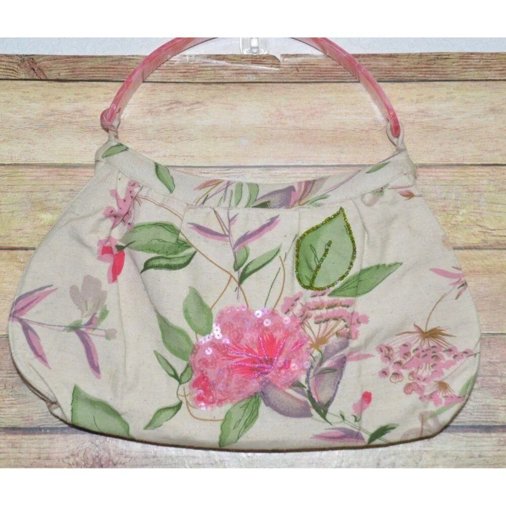 Vintage Beaded Floral Jacket & Matching Handbag Purse Cotton/Flax Plus Size 1X Pink - Image 11