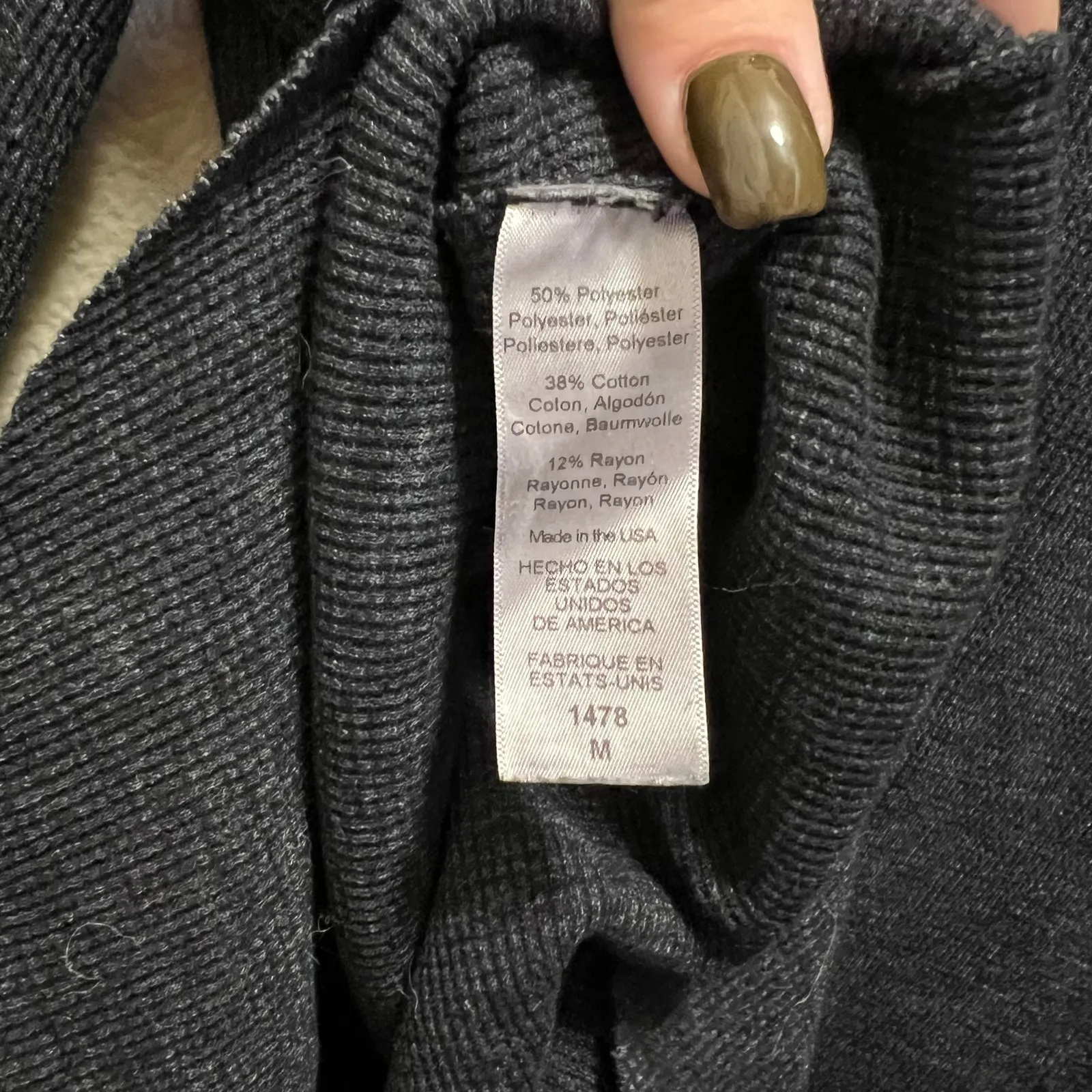 Michael Stars Los Angeles Grey Waffle Knit Cowl Neck Rounded Sweater Size Medium - Image 5