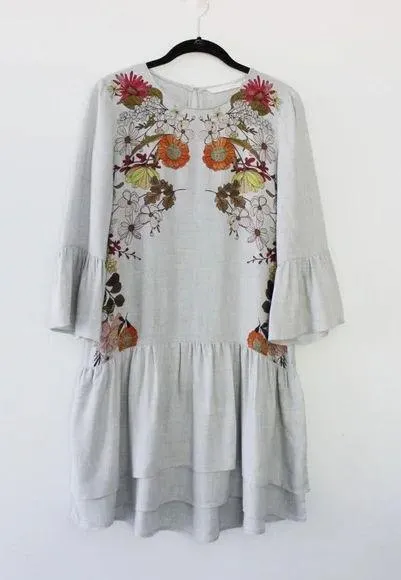 ZARA Trafaluc Collection Floral Printed Mini Dress With Frills NWT - Image 9