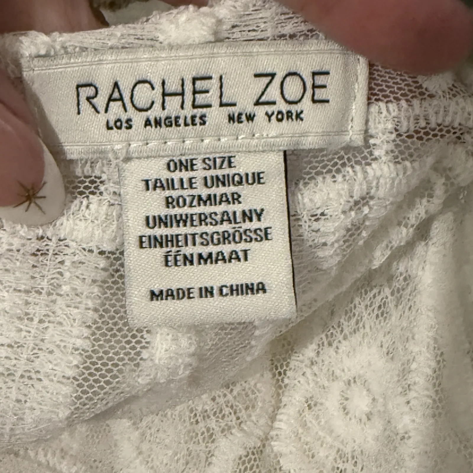 Rachel Zoe Kimono Cardigan Cover Up OS White Lace Mesh‎ Boho 3/4 Sleeve One Size - Image 7