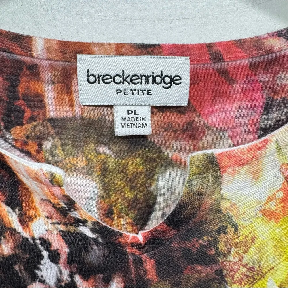 Breckenridge Petite Animal Print & Tropical Hibiscus Flower Studded Top - Image 4