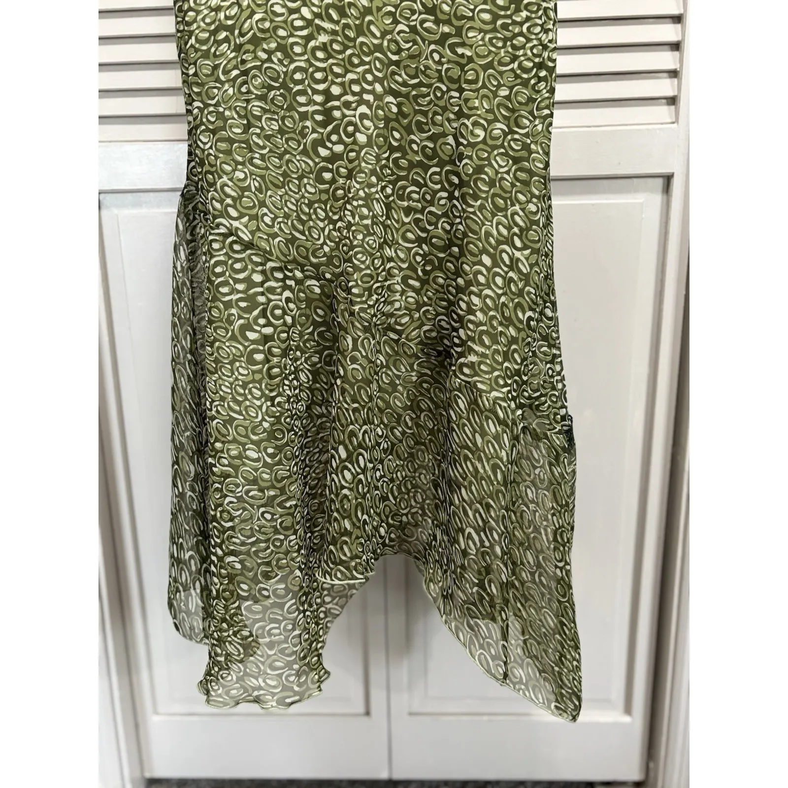 Believe Green Geo Chiffon Sleeveless Maxi Dress Size‎ 12 Lace Straps Lined - Image 8