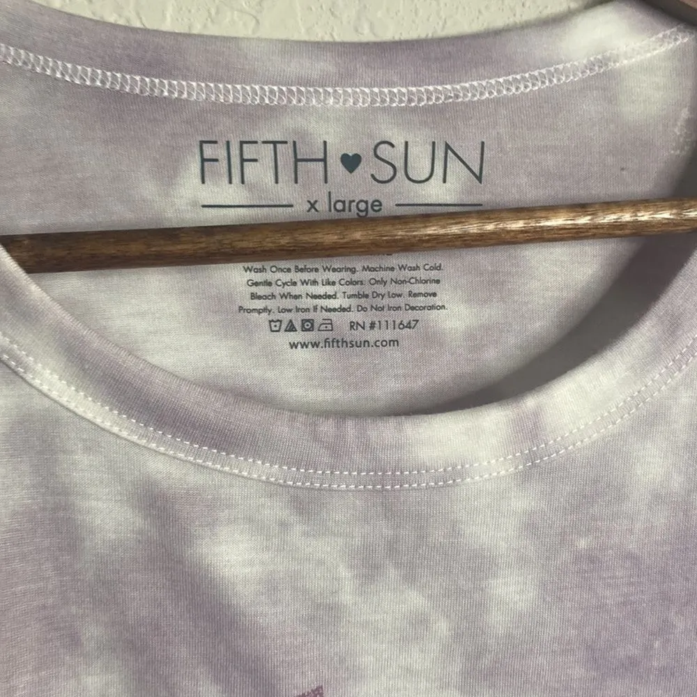 NWT Fifth Sun Purple & White Tie Dye Cropped Top Baby Tee Junior’s XL (15-17) - Image 2