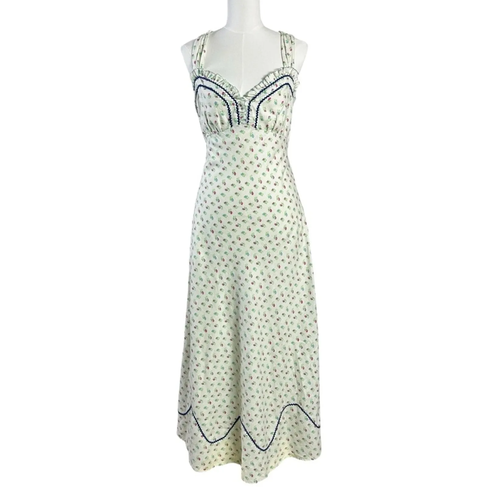 Free People Dainty Western Prairie Sweet Hearts Midi Dress in Ivory Combo Medium - Image 9