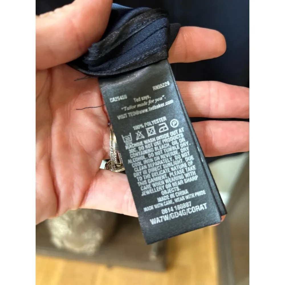 Ted Baker London Corat Draped Bow Shoulder Tunic Dress Navy Blue Womens Size US - Image 12