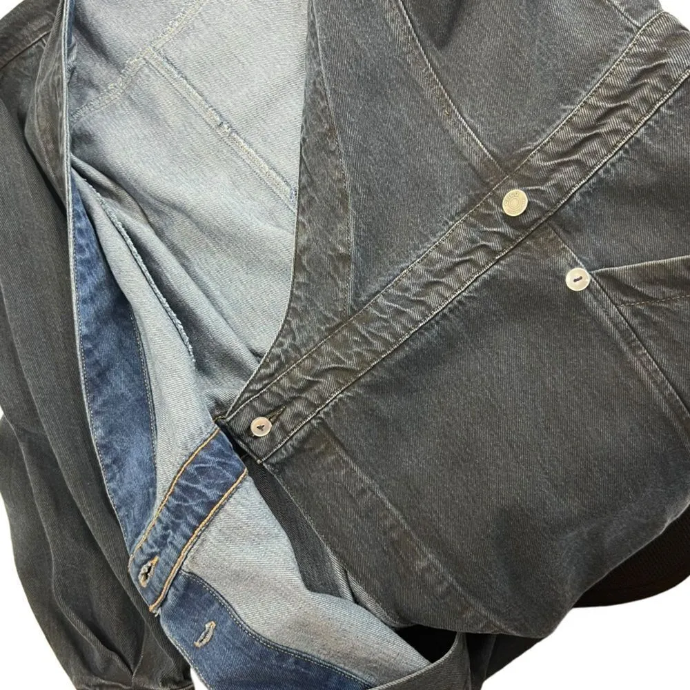 ETICA Mira Denim Wrap Dress in Black Lava Blue Size M - Image 7