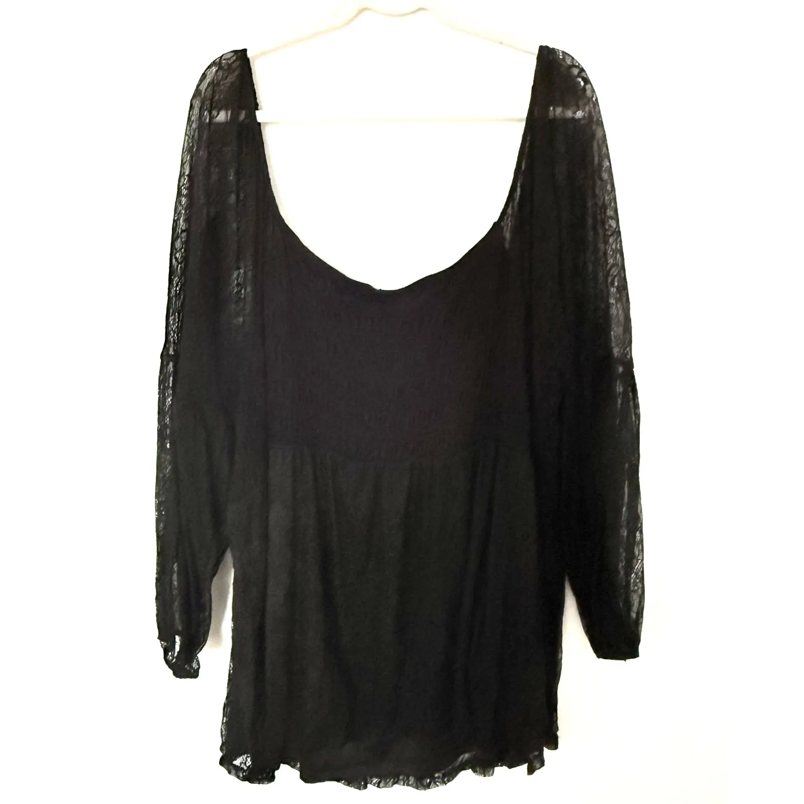 Torrid Babydoll Stretch Lace Smocked Square Neck Romantic Cottagecore Goth Top 5 - Image 3