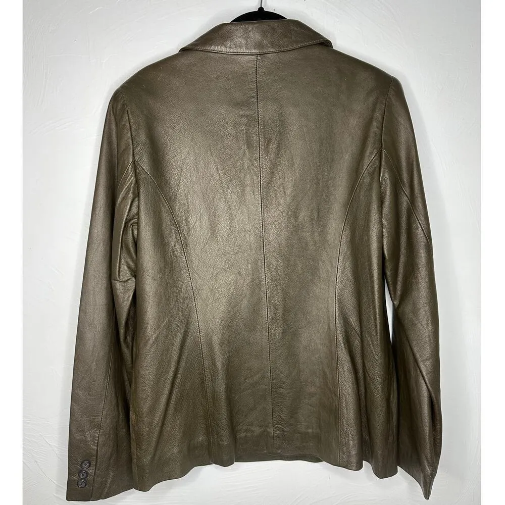 Harold's Leather Blazer Women's Size 8 Chocolate Brown Soft Jacket - Image 3