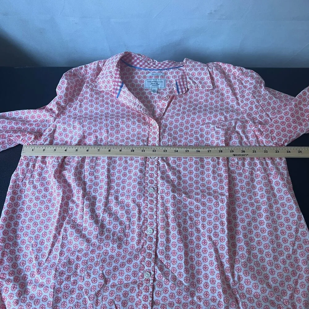 Charter Club Shirt Womens 18 Relaxed Fit Cotton Floral Career Office Old Money - Image 8