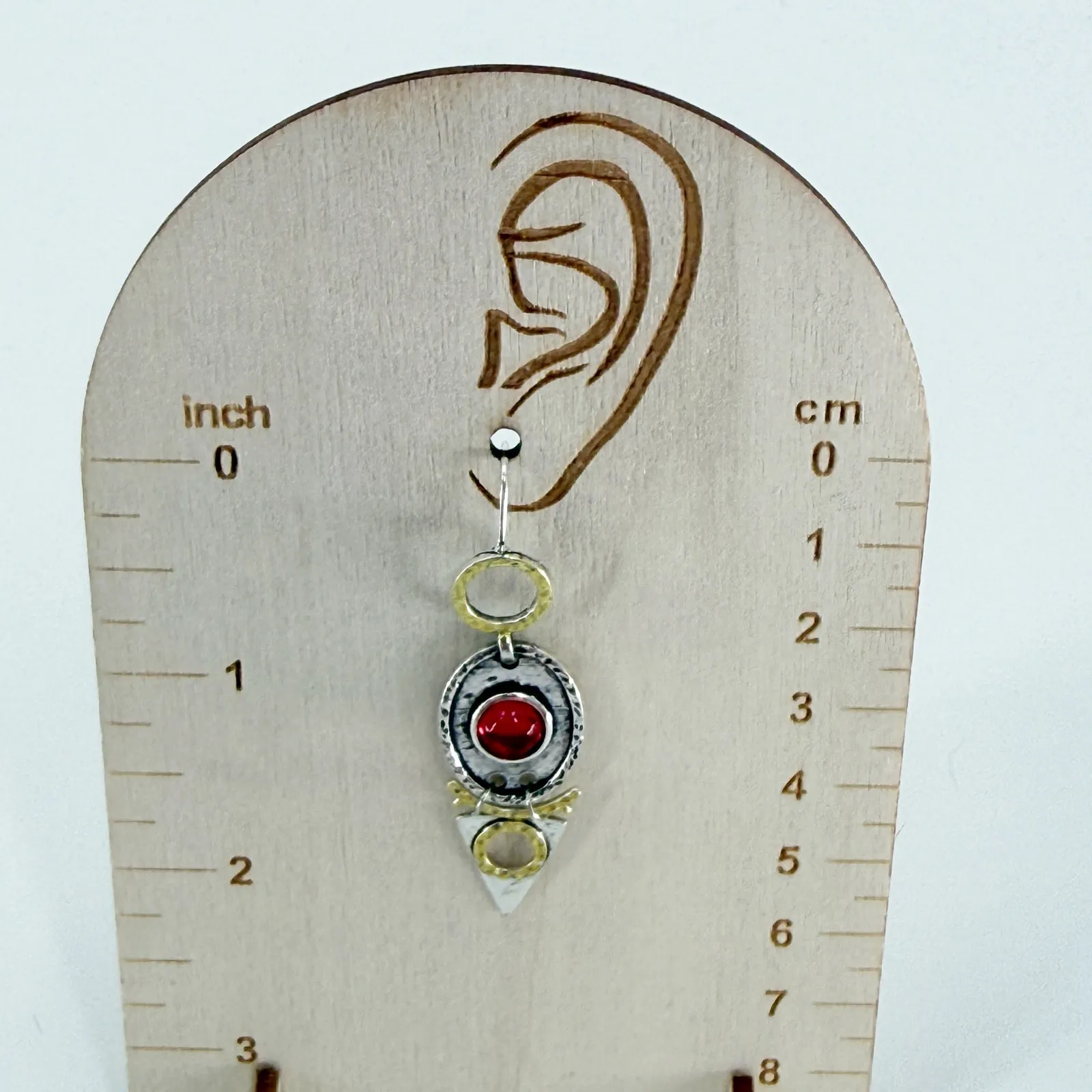 Abstract Mixed Metal Unique Dangle Earrings Silver - Image 3