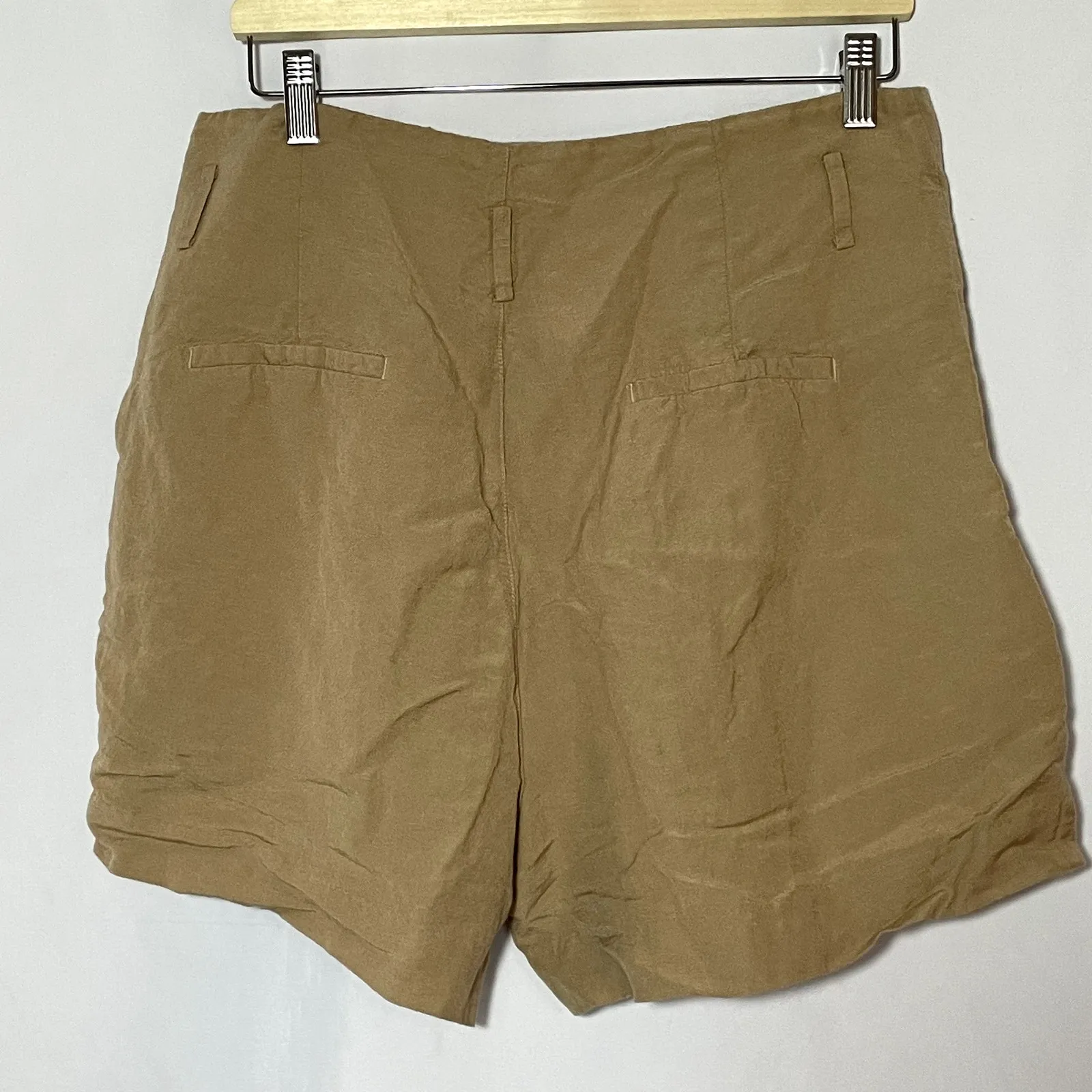 a new day linen blend women's size 12 khaki high waisted shorts summer pockets - Image 4