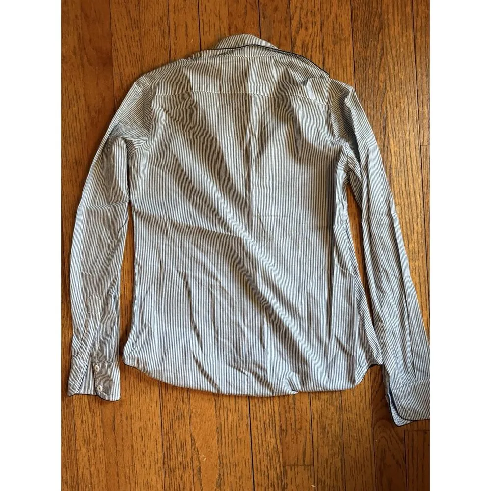 Tish Cox Peasant Tunic Blue White Striped Vneck Shirt Top Women’s Size XS - Image 9