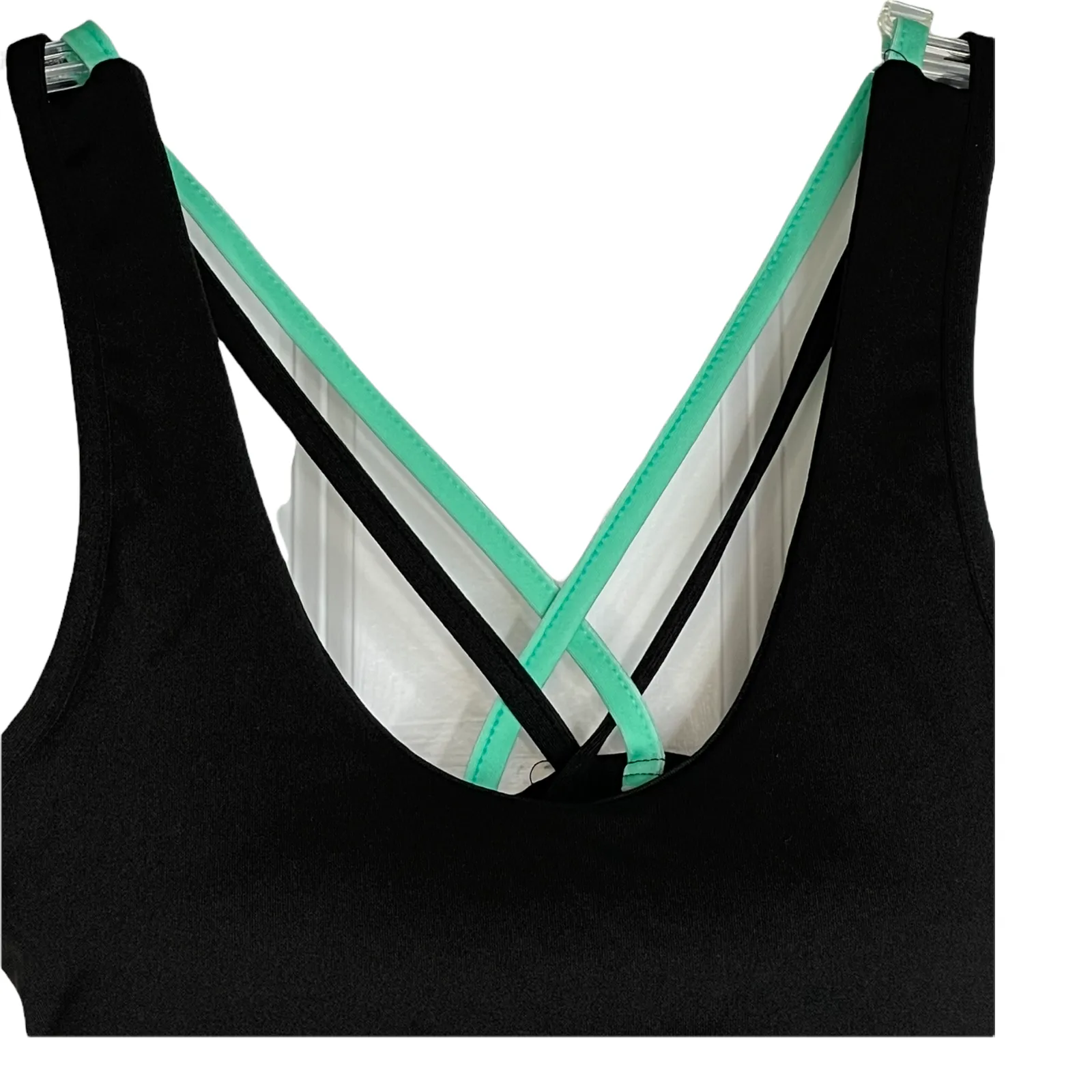 YMI Womens Sports Bra‎ Size Small Black With Green Straps Crossback - Image 2