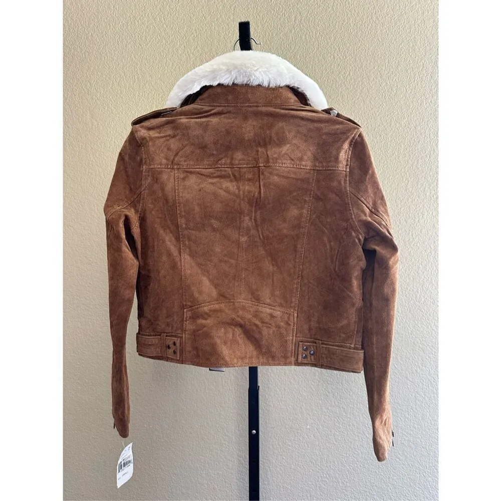 Blank NYC Alder Suede Faux Fur-Collar Moto Jacket Size S - Image 3