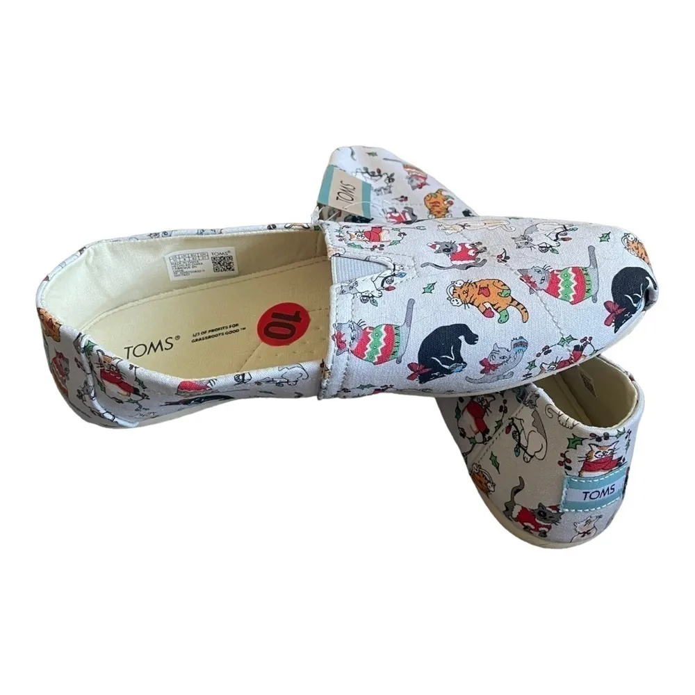 Toms‎ Christmas Cats Shoes Holiday Slip On Christmas 10 - Image 5