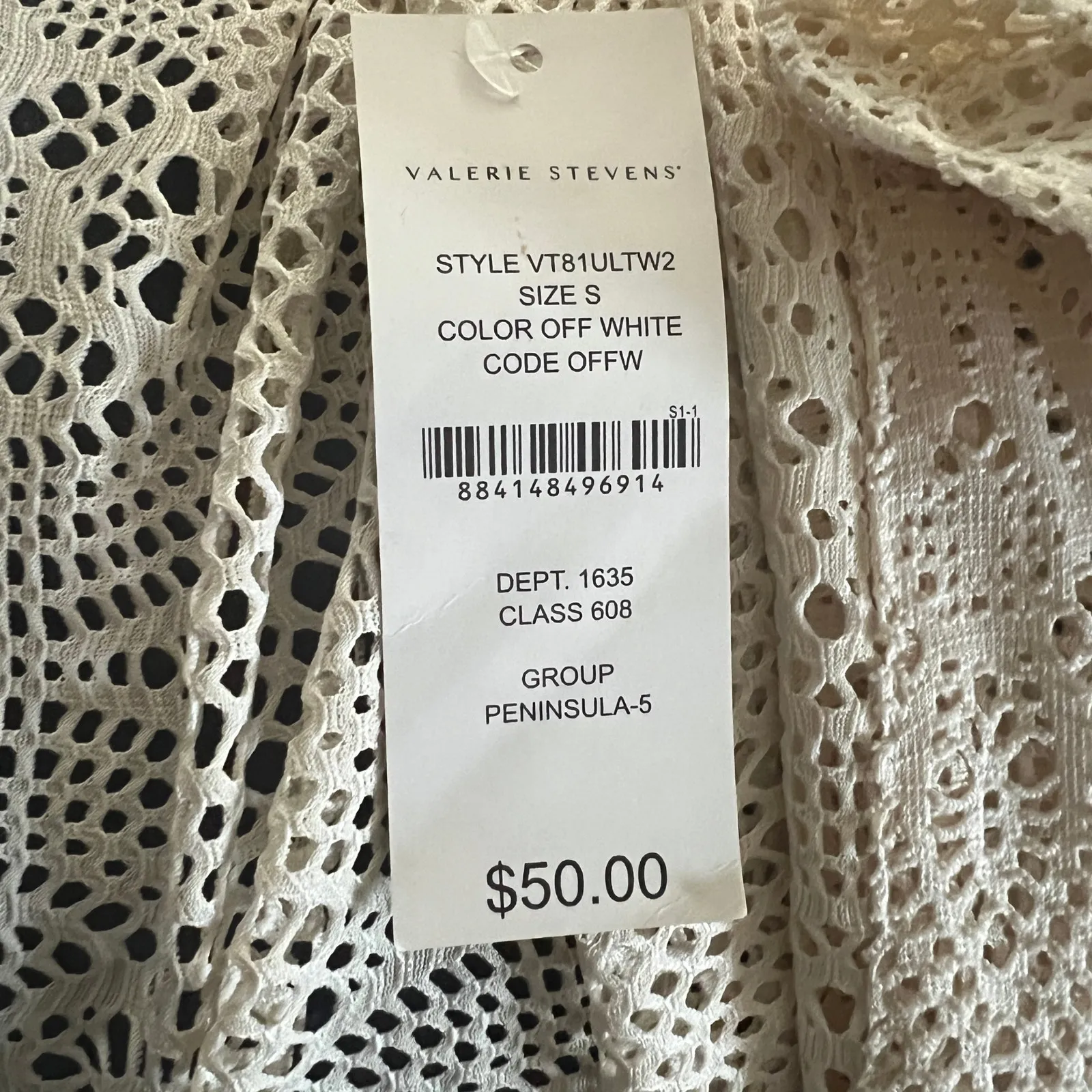 VALERIE STEVENS Mesh Cardigan w/Fringe Sz S Ivory Cream Lace Western Boho NWT - Image 8