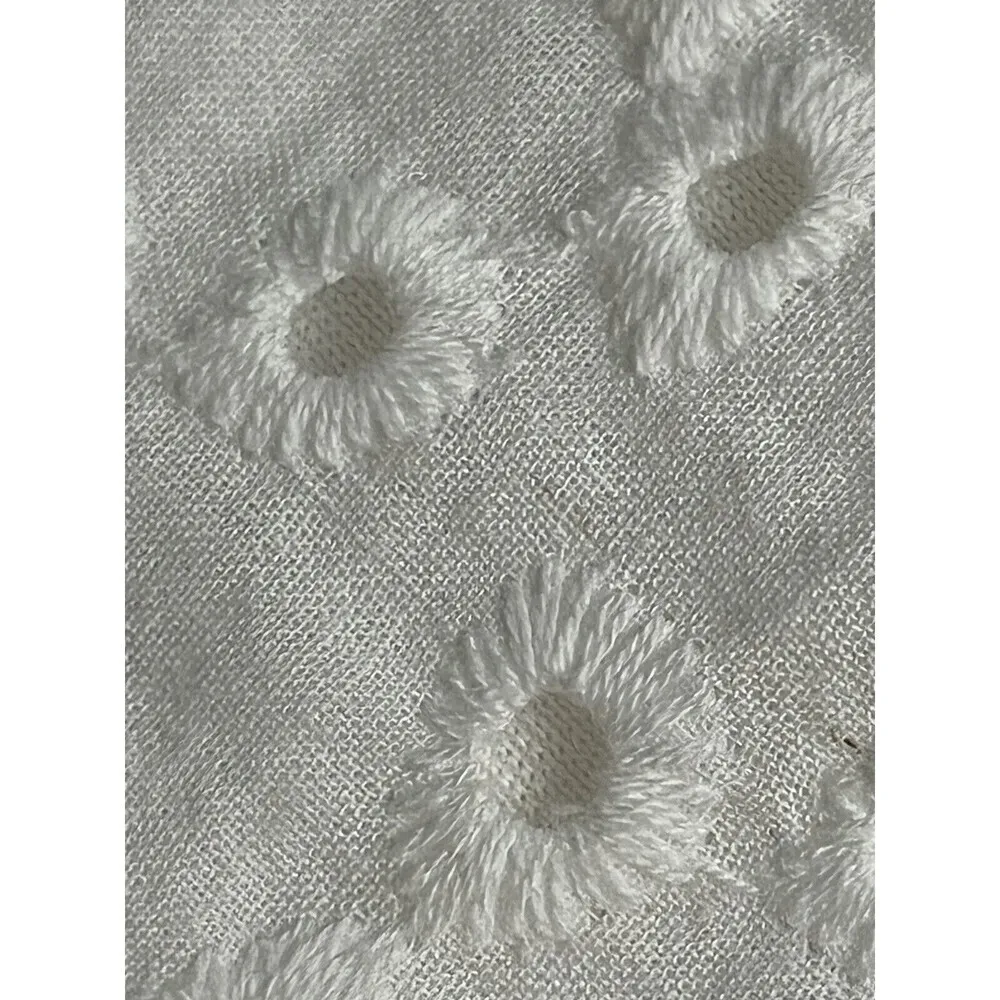 xtraordinary Womens Eyelet Scalloped White Mini Crochet Dress Classic Preppy L - Image 9