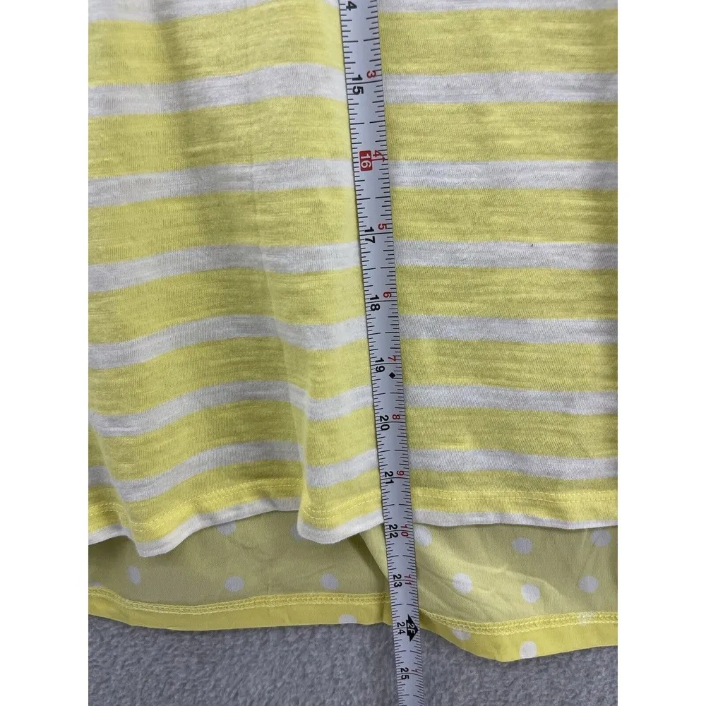 Maison Jules Women's T Shirt Yellow Striped Short Sleeve Size Large - Image 7