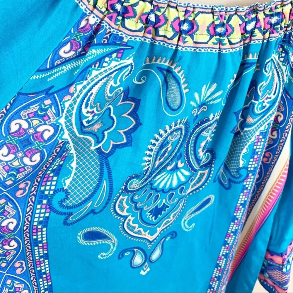 Flying Tomato Blue Paisley Boho Tunic Dress - Image 8