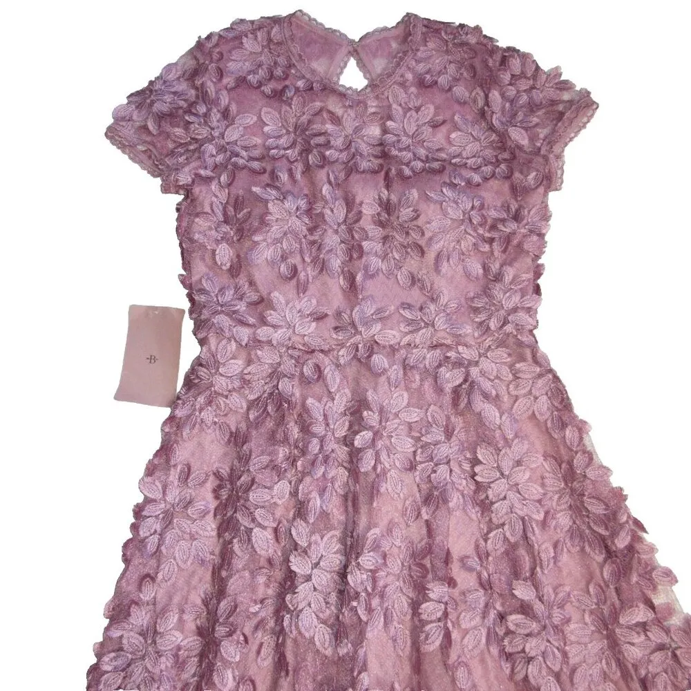 NWT Anthropologie BHLDN Virdia in Pink Applique Petal Tea-Length Dress 6 - Image 4